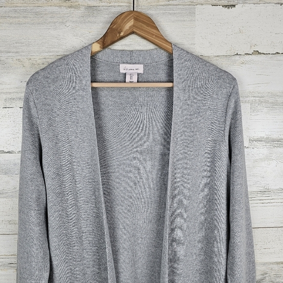 If It Were Me Cotton Cardigan Large Gray Coatigan Lingline Duster Quiet Luxury - Picture 6 of 13